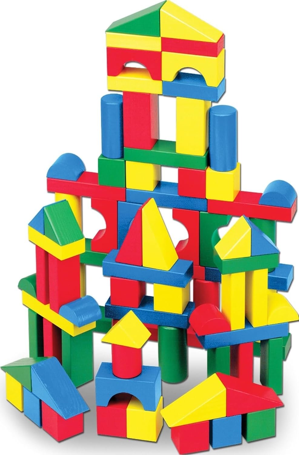 Melissa & Doug Wooden Building Blocks Set (100 Pieces)